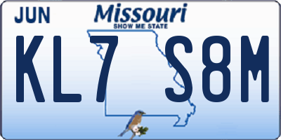 MO license plate KL7S8M