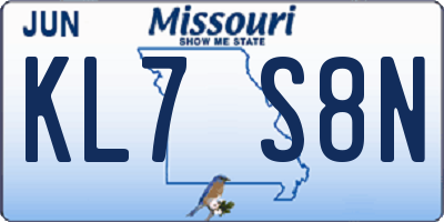 MO license plate KL7S8N