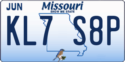 MO license plate KL7S8P