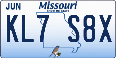 MO license plate KL7S8X