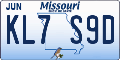 MO license plate KL7S9D