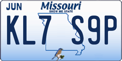 MO license plate KL7S9P