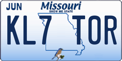 MO license plate KL7T0R