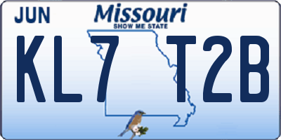 MO license plate KL7T2B