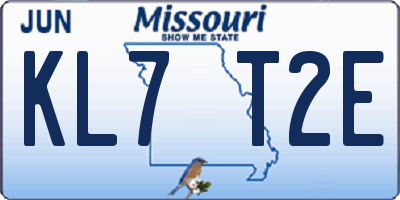 MO license plate KL7T2E