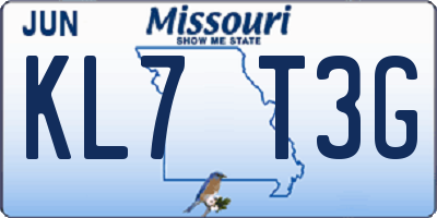 MO license plate KL7T3G