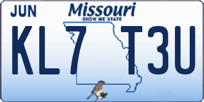 MO license plate KL7T3U