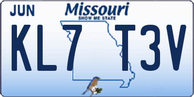 MO license plate KL7T3V