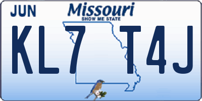 MO license plate KL7T4J