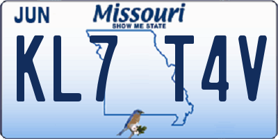 MO license plate KL7T4V