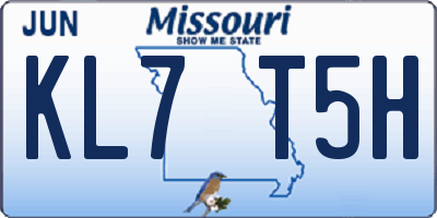 MO license plate KL7T5H