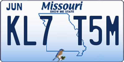 MO license plate KL7T5M