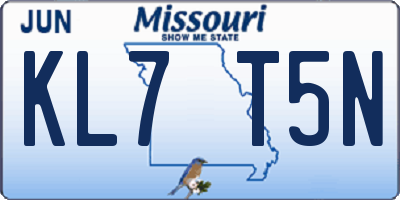 MO license plate KL7T5N