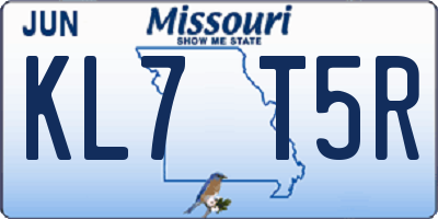 MO license plate KL7T5R