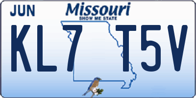 MO license plate KL7T5V