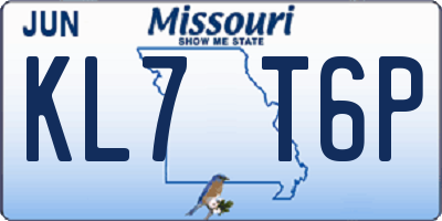 MO license plate KL7T6P