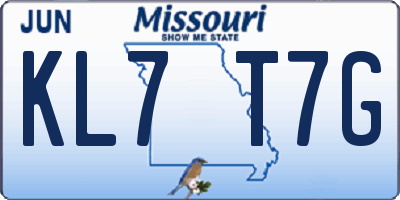 MO license plate KL7T7G