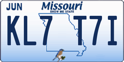 MO license plate KL7T7I