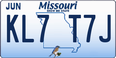 MO license plate KL7T7J