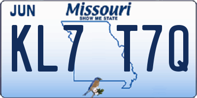 MO license plate KL7T7Q