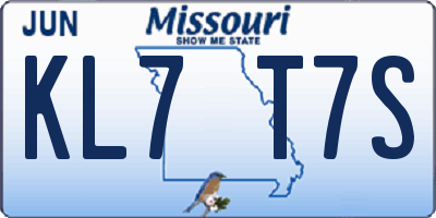 MO license plate KL7T7S