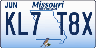 MO license plate KL7T8X
