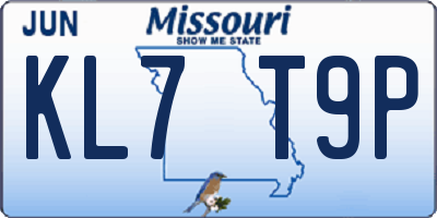MO license plate KL7T9P