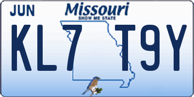MO license plate KL7T9Y