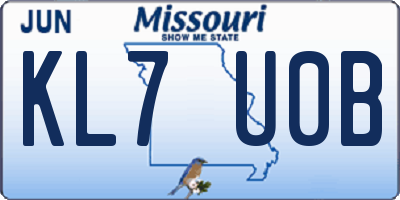 MO license plate KL7U0B