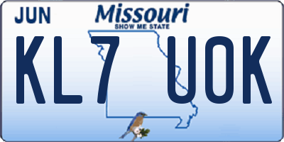 MO license plate KL7U0K