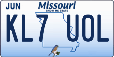 MO license plate KL7U0L