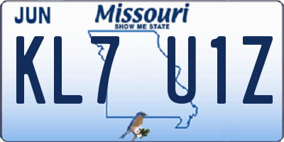 MO license plate KL7U1Z