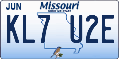 MO license plate KL7U2E