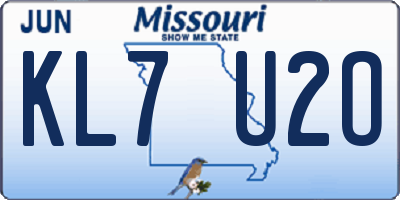 MO license plate KL7U2O