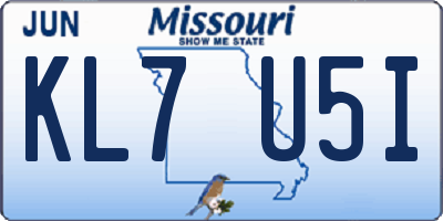 MO license plate KL7U5I