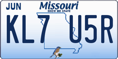 MO license plate KL7U5R