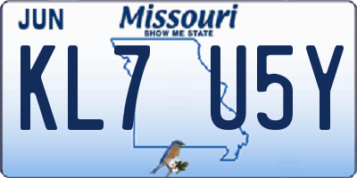 MO license plate KL7U5Y