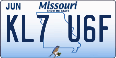 MO license plate KL7U6F