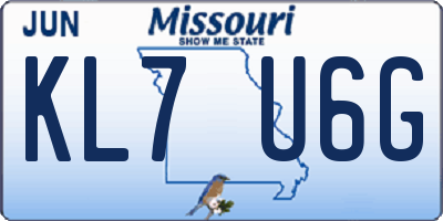 MO license plate KL7U6G