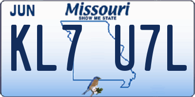 MO license plate KL7U7L