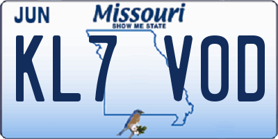 MO license plate KL7V0D