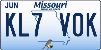 MO license plate KL7V0K