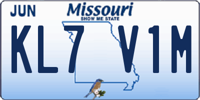 MO license plate KL7V1M