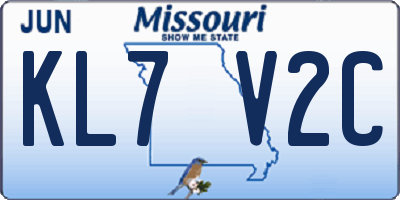 MO license plate KL7V2C
