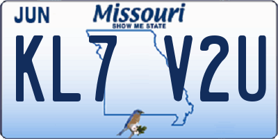 MO license plate KL7V2U