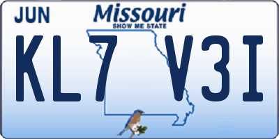 MO license plate KL7V3I