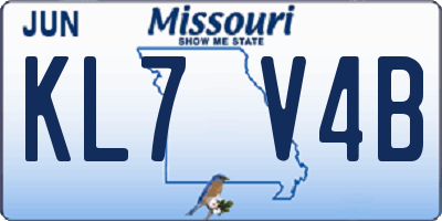 MO license plate KL7V4B