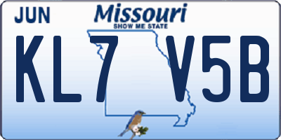 MO license plate KL7V5B