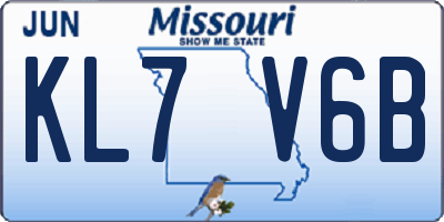 MO license plate KL7V6B