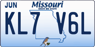 MO license plate KL7V6L